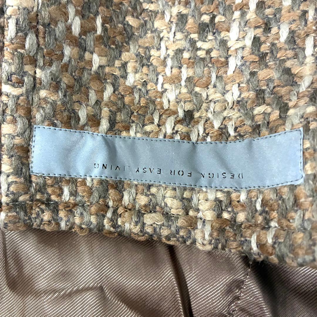 マックスマーラ モヘア アルパカ混 ミックスツイードフーデットコート 36