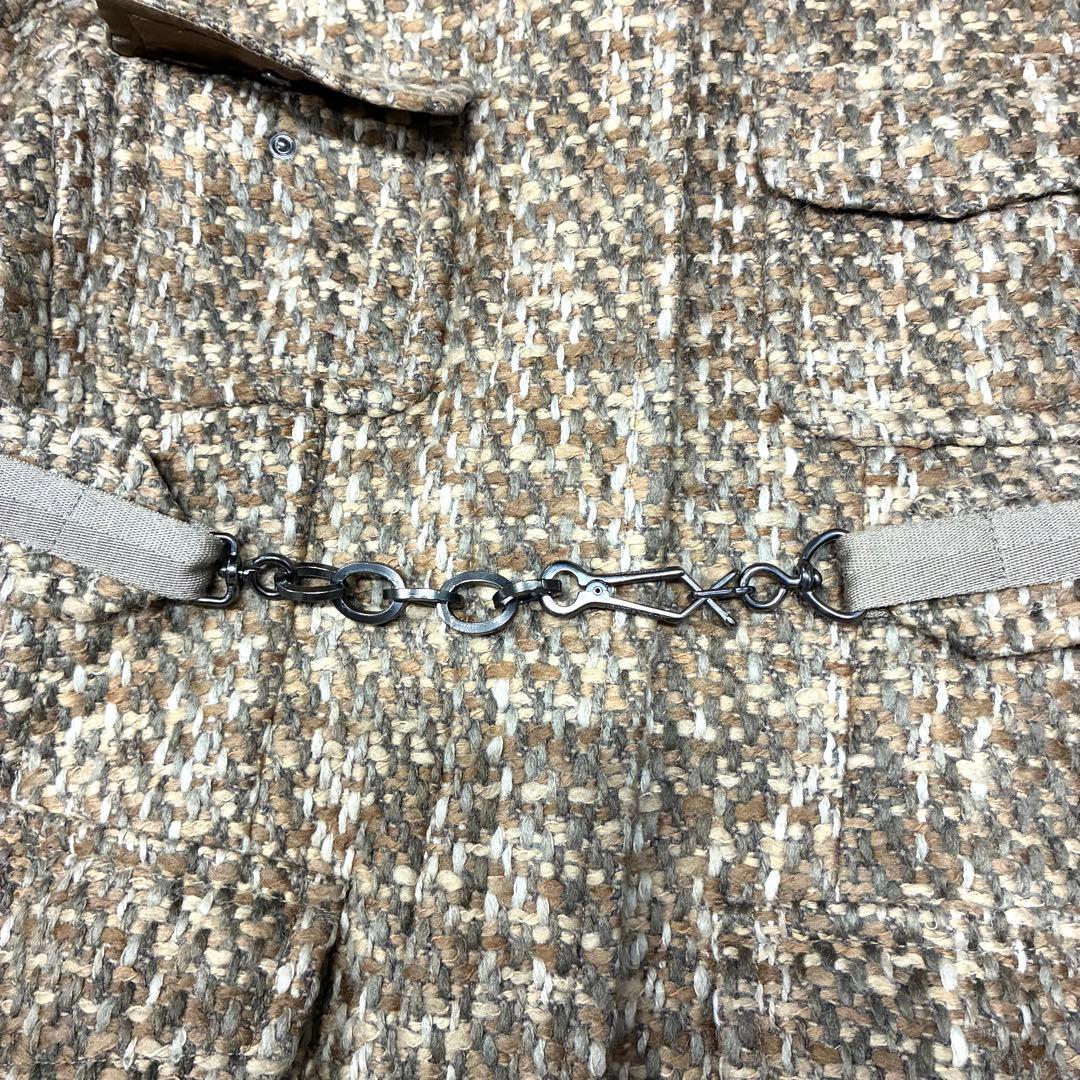 マックスマーラ モヘア アルパカ混 ミックスツイードフーデットコート 36