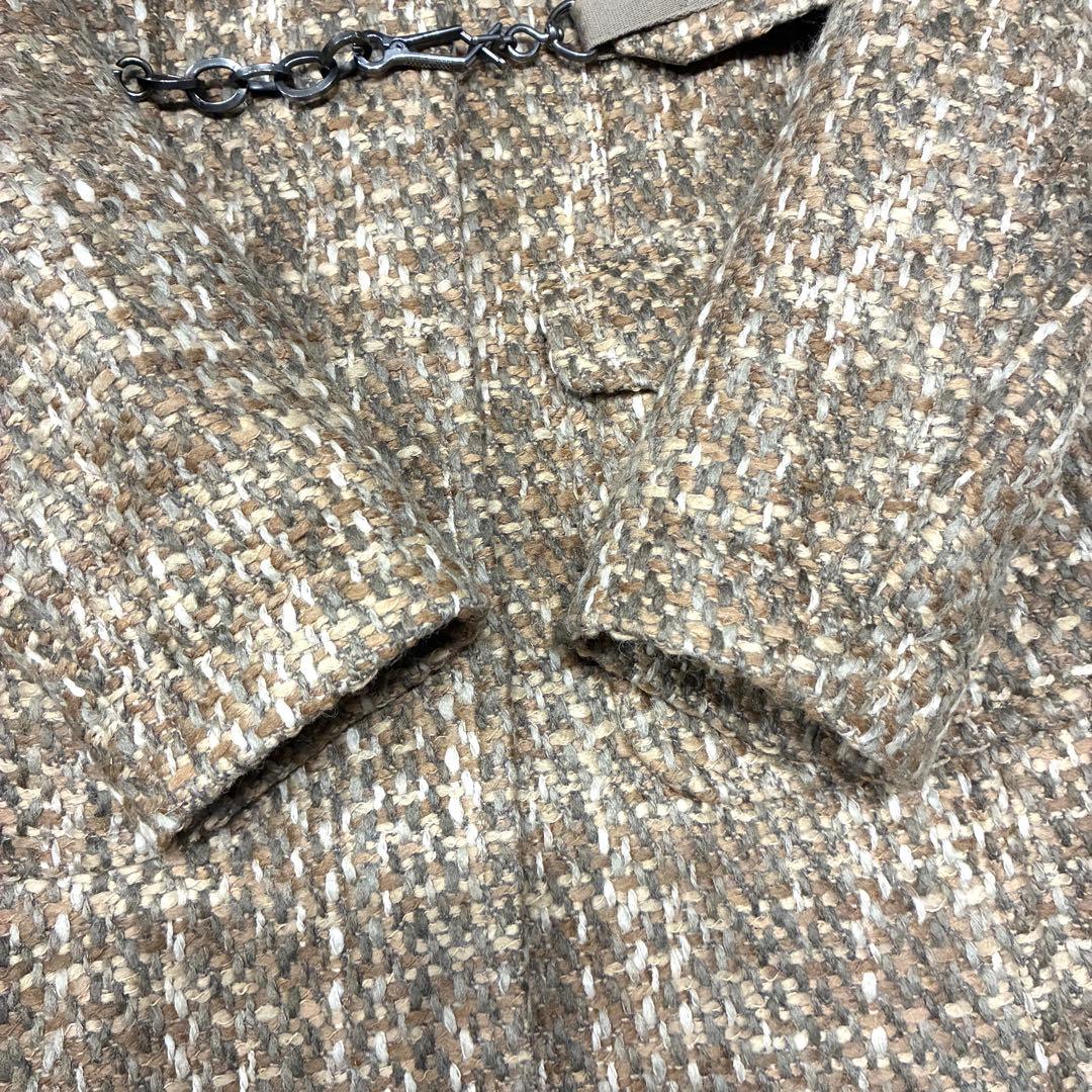 マックスマーラ モヘア アルパカ混 ミックスツイードフーデットコート 36