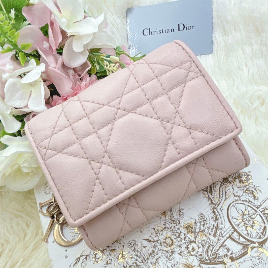 限定カラー♡クリスチャンディオール 折り財布 パウダーピンク カナージュ