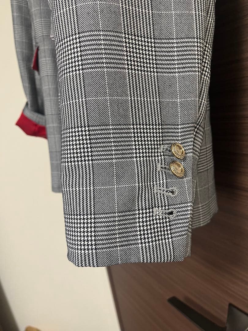 【美品】人気 Doss Diosas チェックジャケット 赤裏地 38