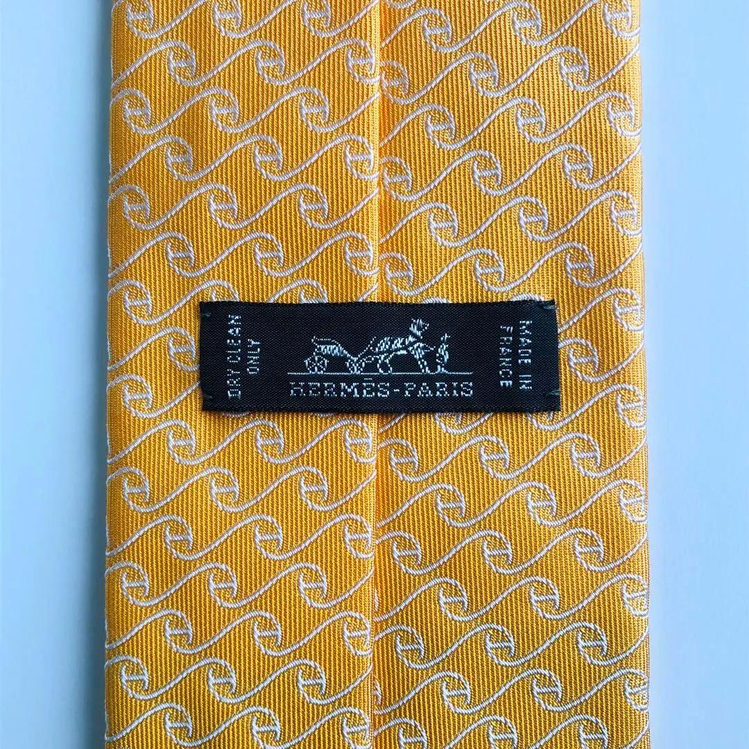 HERMES ネクタイ 紋章柄 オレンジ