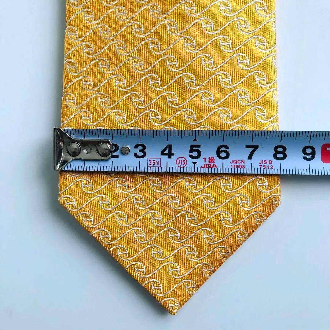 HERMES ネクタイ 紋章柄 オレンジ