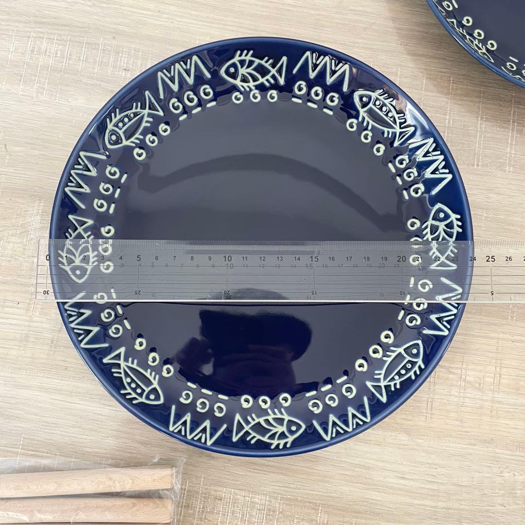 ★美品★ ミッチャム 藤井風　パスタ皿4枚　おまけ付 アラビアンブルー 魚柄