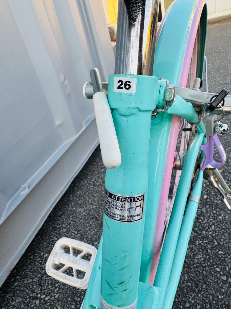 福岡発 ミントグリーン系 自転車 26インチ 軽量 通学 通勤 家庭用