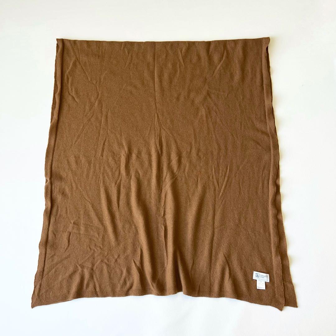 3205【美品】ジョンストンズ　大判ストール 薄手 カシミヤ100％ ブラウン