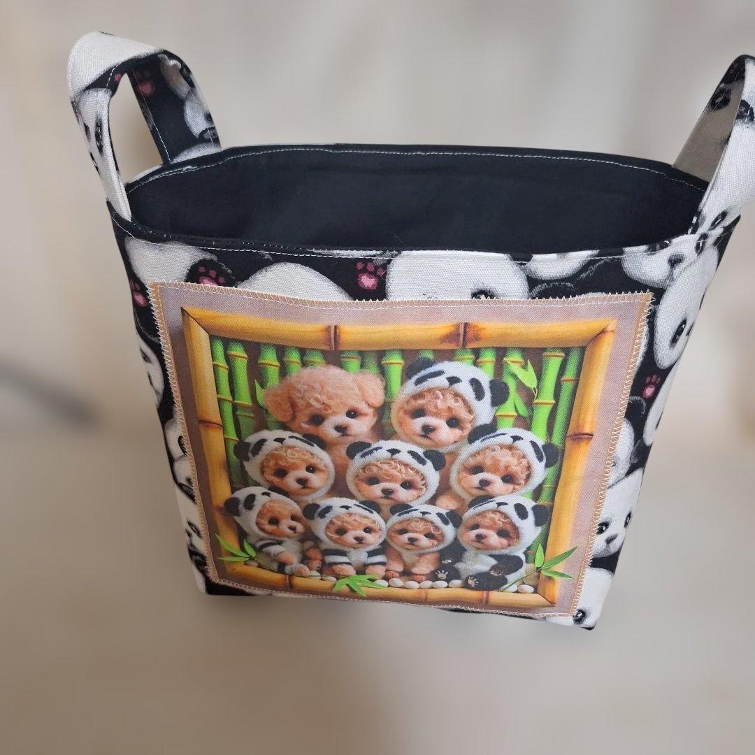 可愛いパネル生地　ハンドメイド　布バスケット