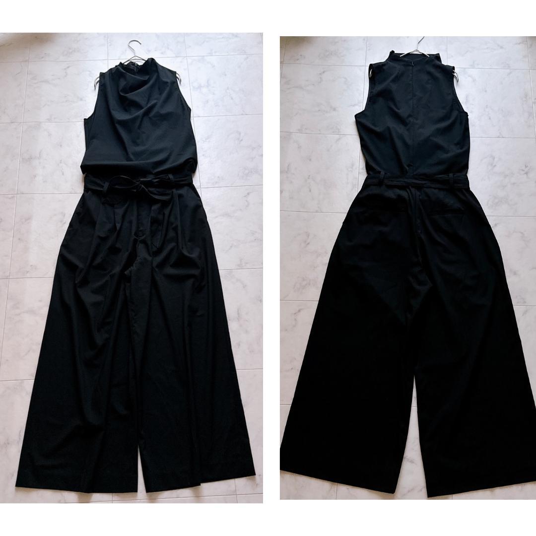 美品　ETRE TOKYO ドレープハイネックノースリオールインワン　S 黒