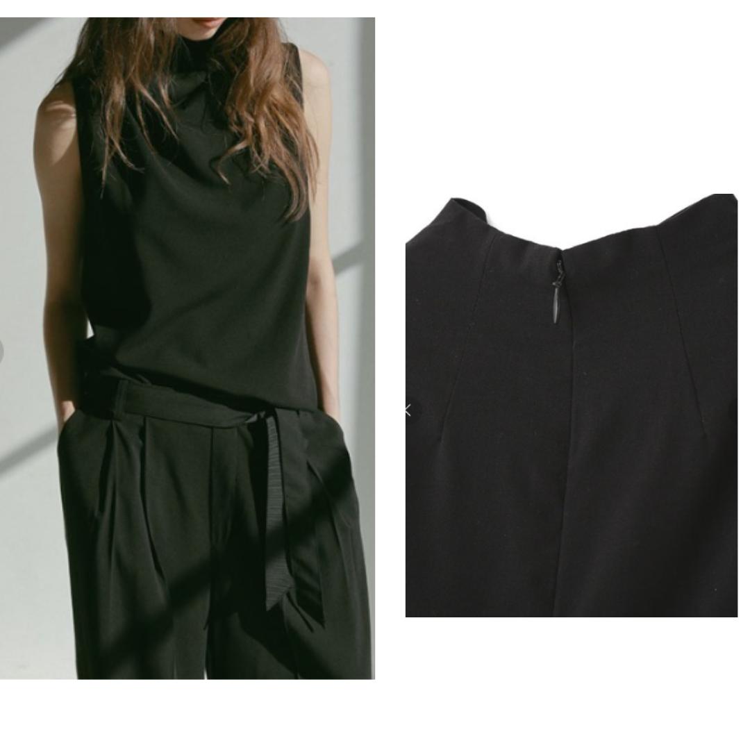 美品　ETRE TOKYO ドレープハイネックノースリオールインワン　S 黒