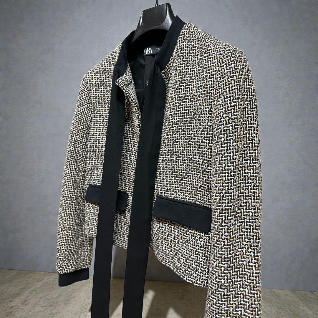 さ*ら様 【極美品】ZARA♡韓国風ツイードショートジャケット/XSサイズ/秋冬