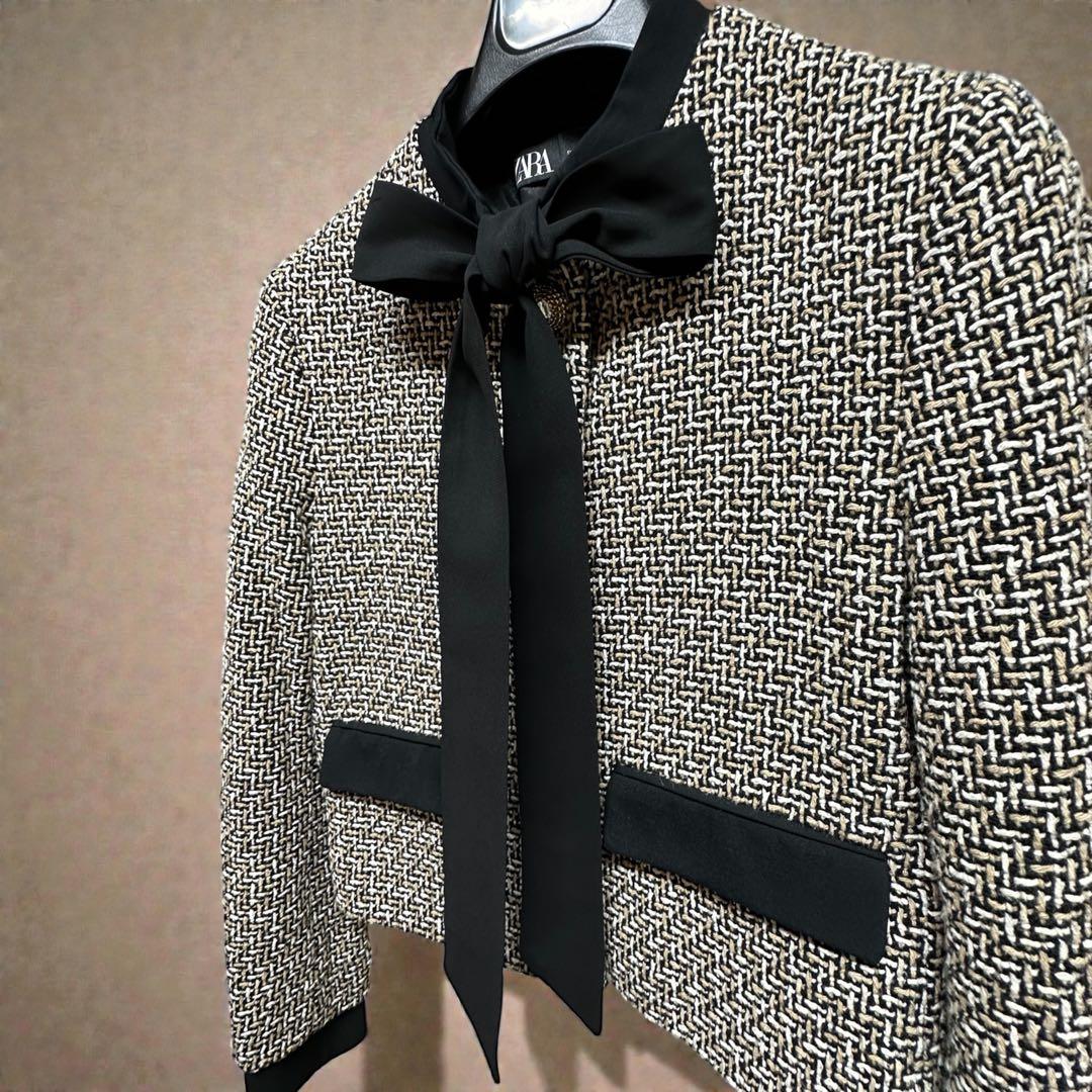 さ*ら様 【極美品】ZARA♡韓国風ツイードショートジャケット/XSサイズ/秋冬