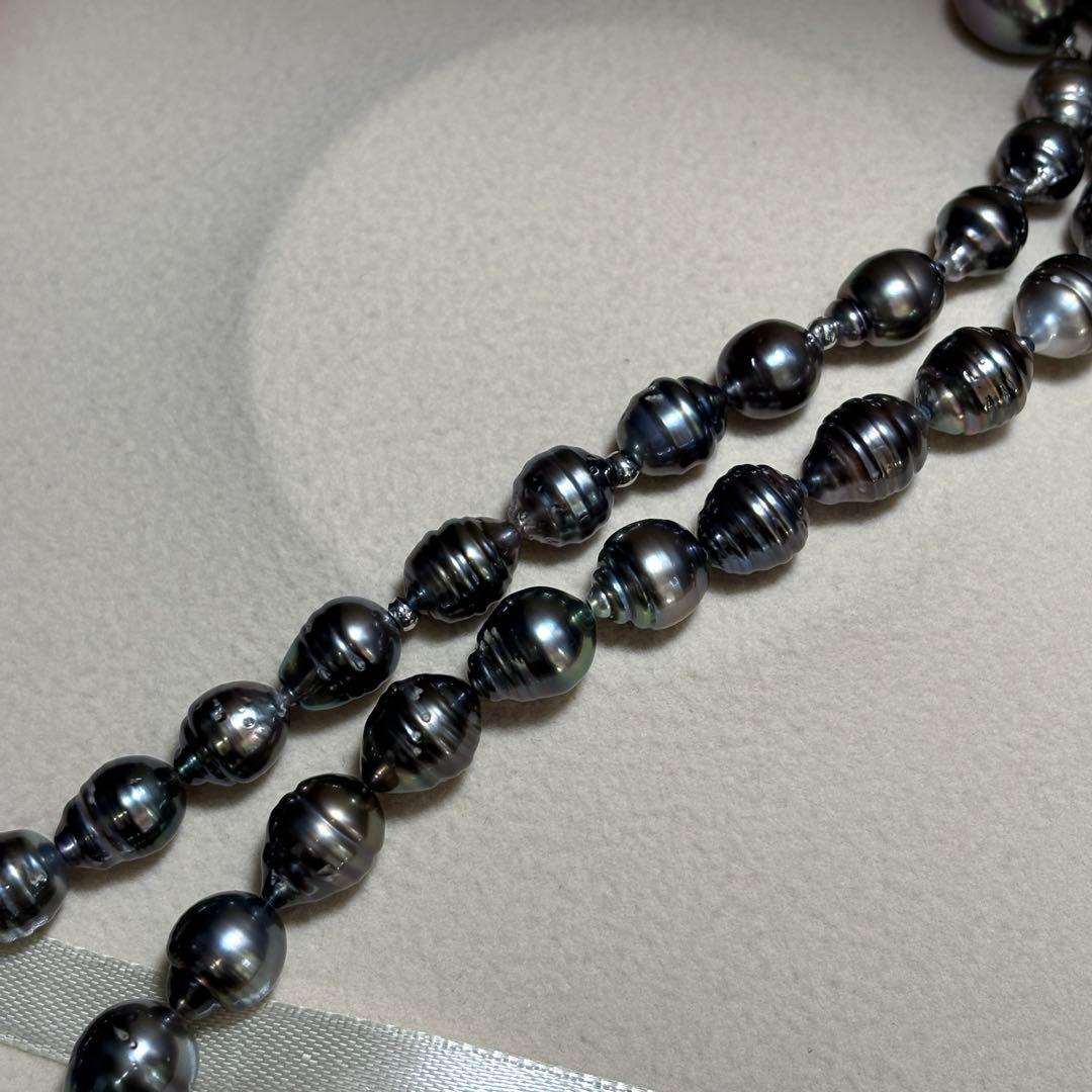 テリ強✨　黒蝶真珠　鑑別付き　デザイン　パール　8.0-11.5 本真珠