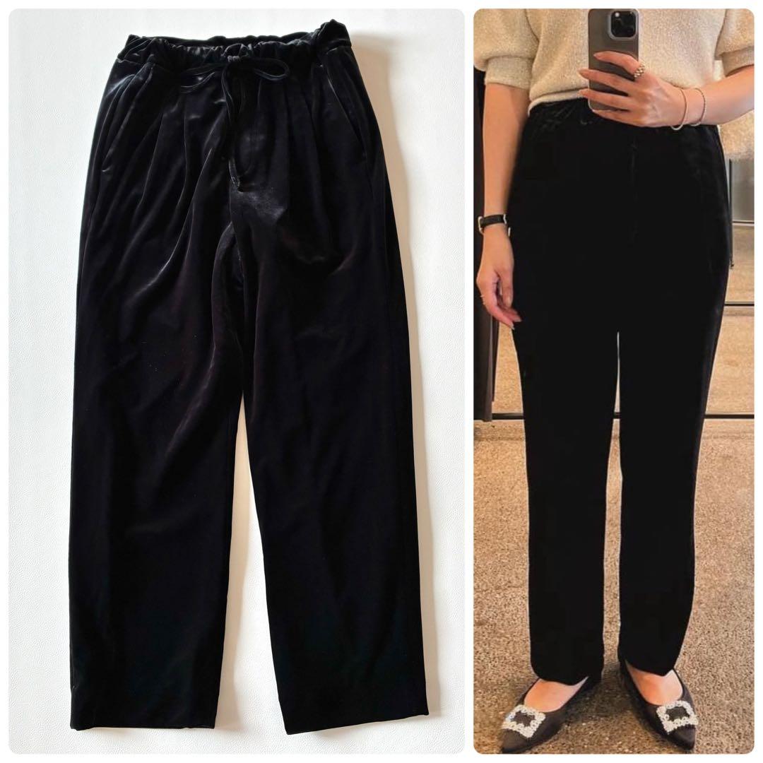 OHGA オーガ　ベロアパンツ　ドロストパンツ　ブラック　S