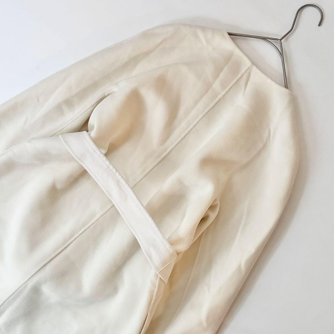 極美品✨マックスマーラ クチートアマーノ ノーカラーコート ウール カシミヤ 白