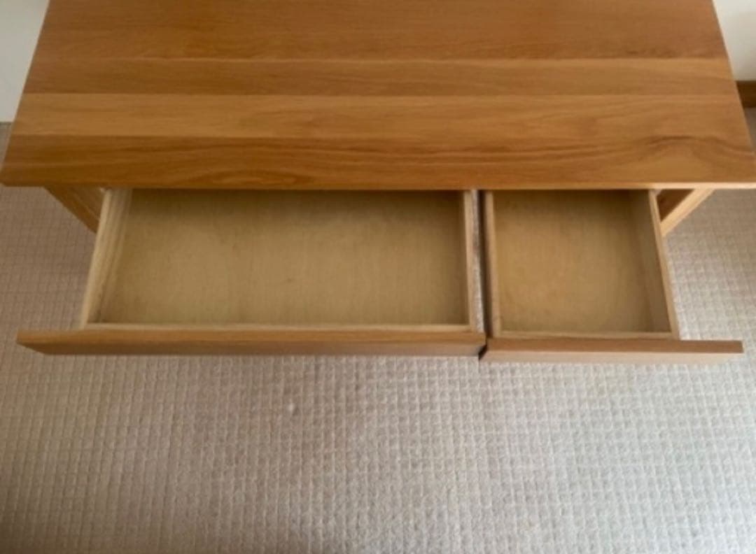 無印良品 木製デスク 110cm オーク材 引き出し・フック付き