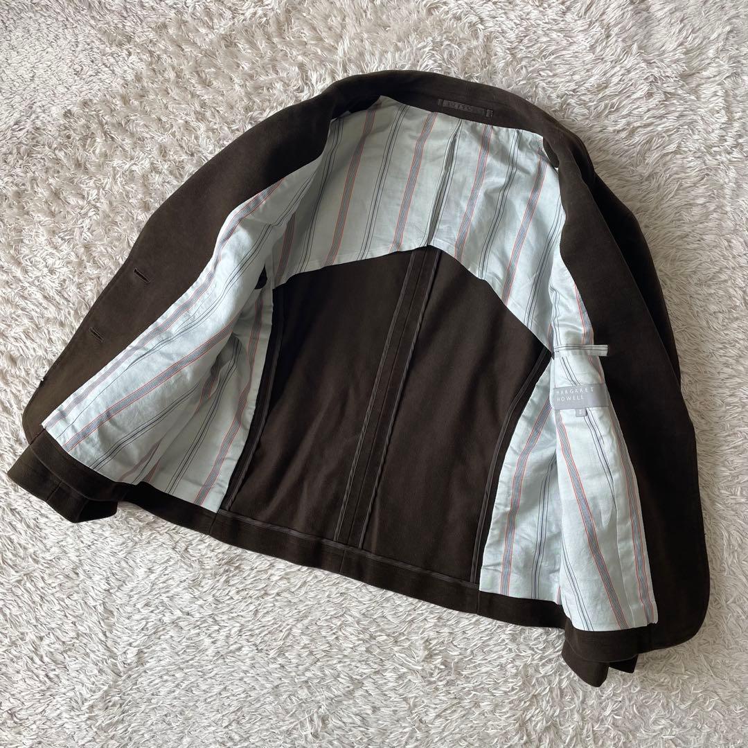 マーガレットハウエル 美品 メルトンテーラードジャケット 2 ブラウン