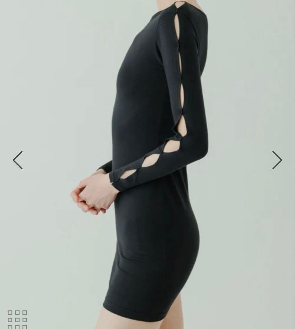 ワンピース yo biotop open sleeve cotton mini dress