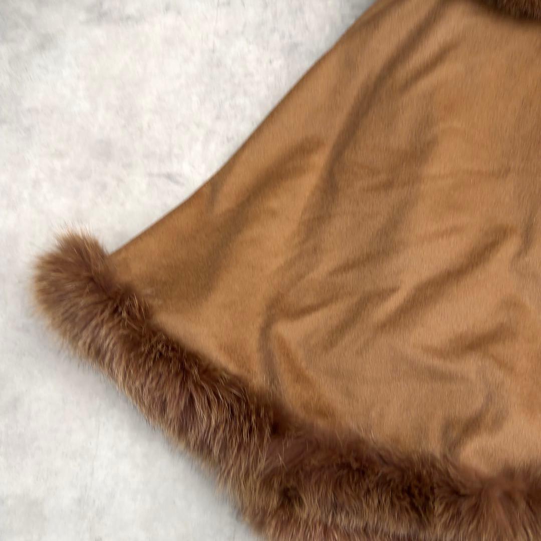 【SAGA FURS】2way カシミヤ100% リアルフォックス ポンチョ M