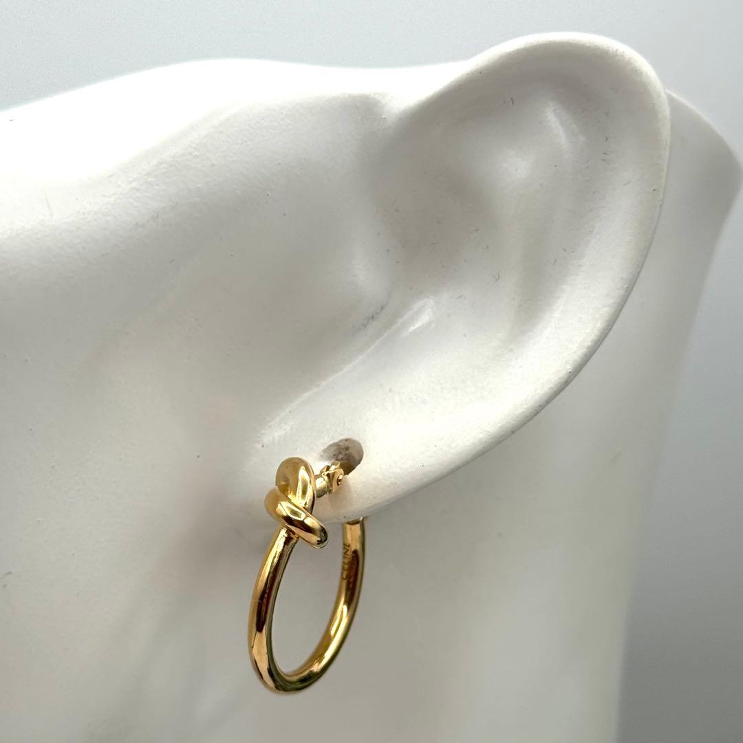 CELINE ノット スモールフープ ゴールド 片耳 ピアス 0837b14