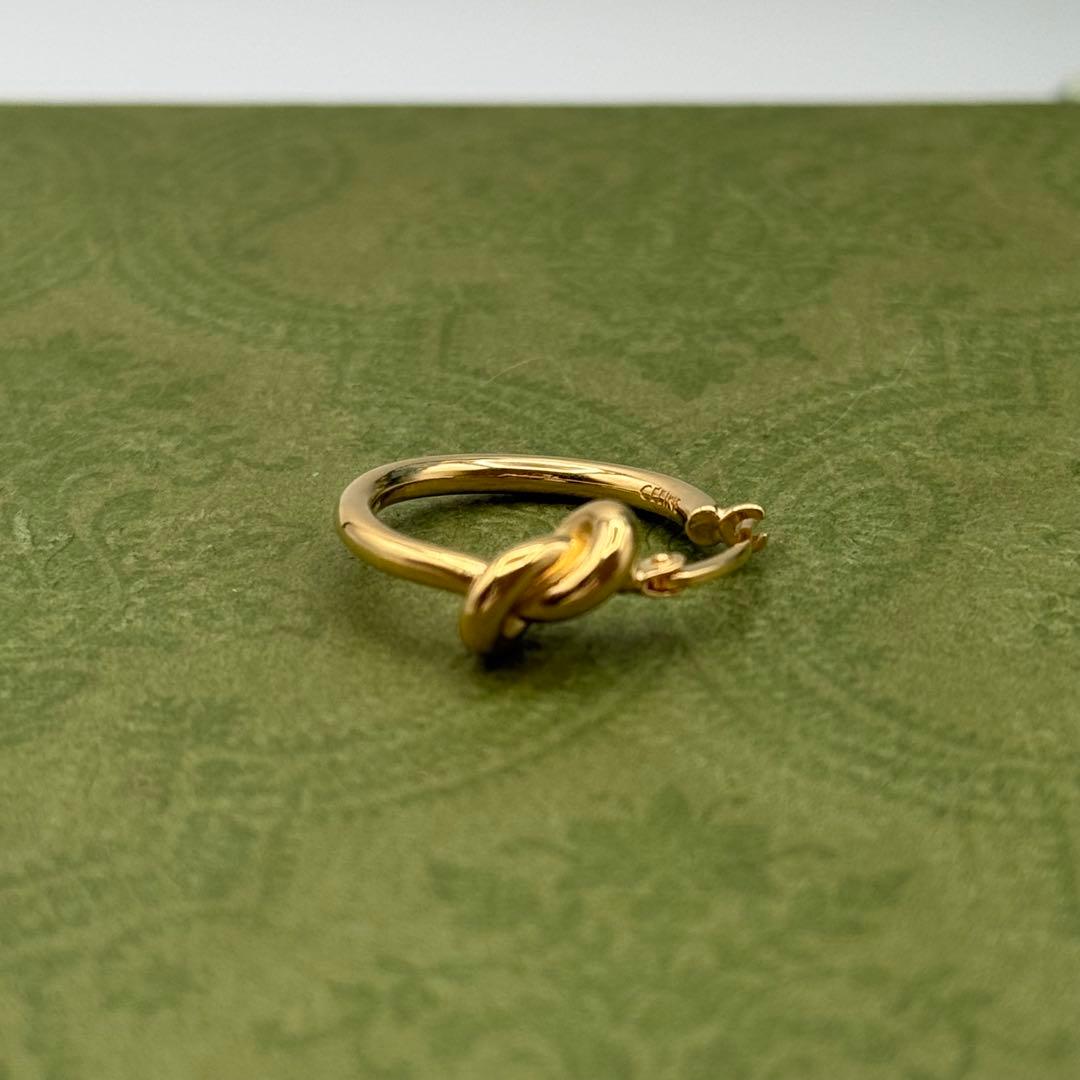 CELINE ノット スモールフープ ゴールド 片耳 ピアス 0837b14