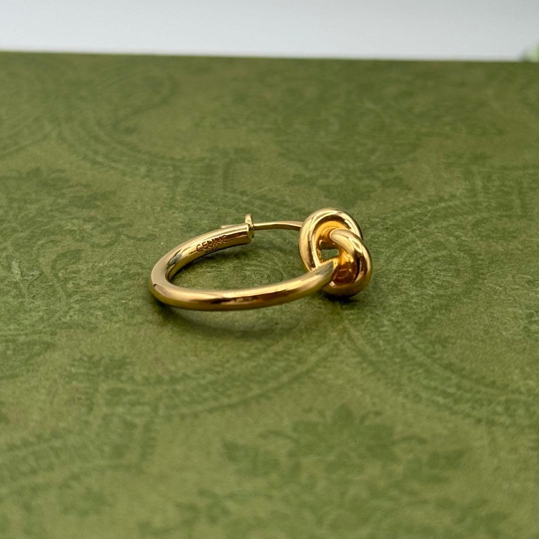 CELINE ノット スモールフープ ゴールド 片耳 ピアス 0837b14
