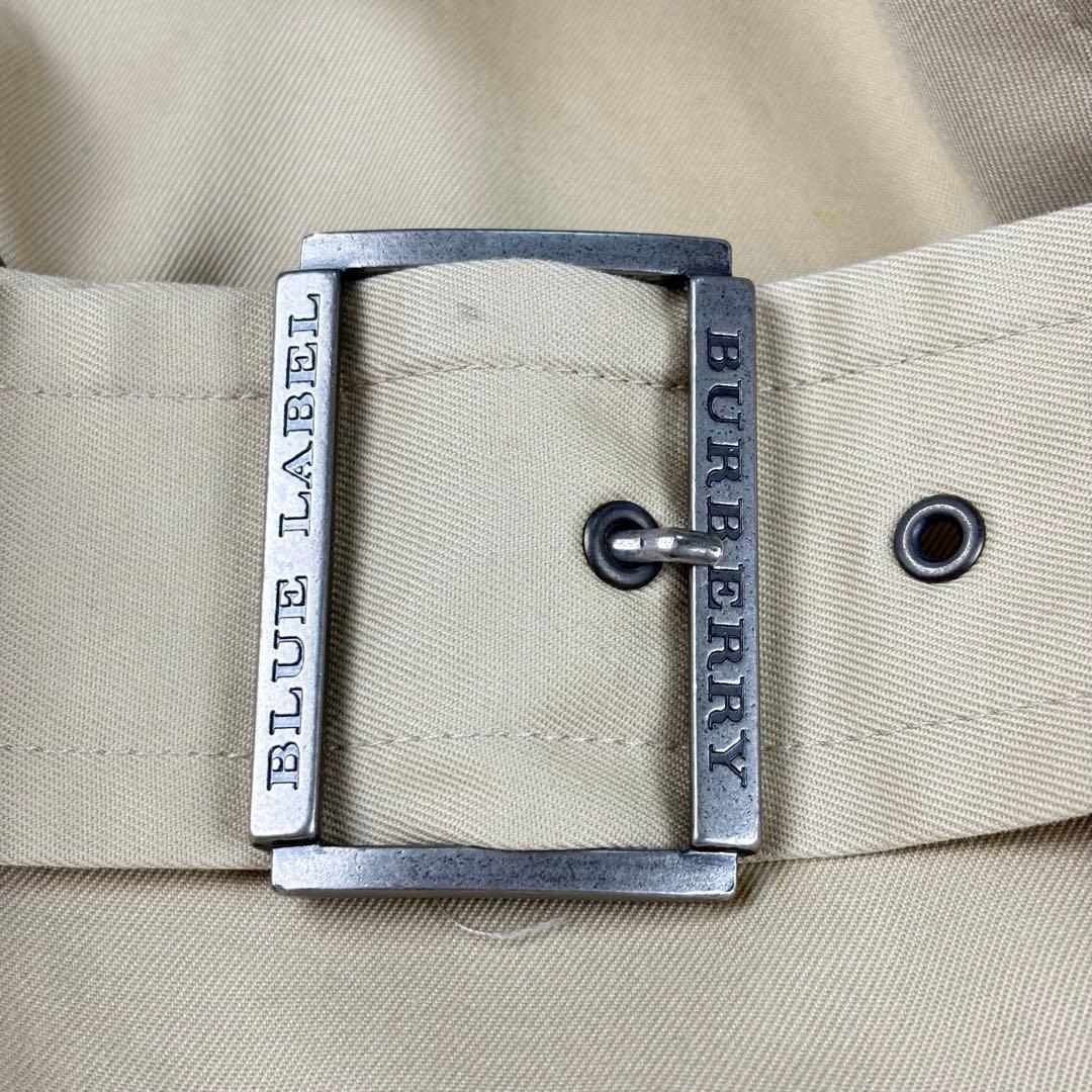 【美品】バーバリーブルーレーベル　トレンチコート　ロング丈　ノバチェックベルトM