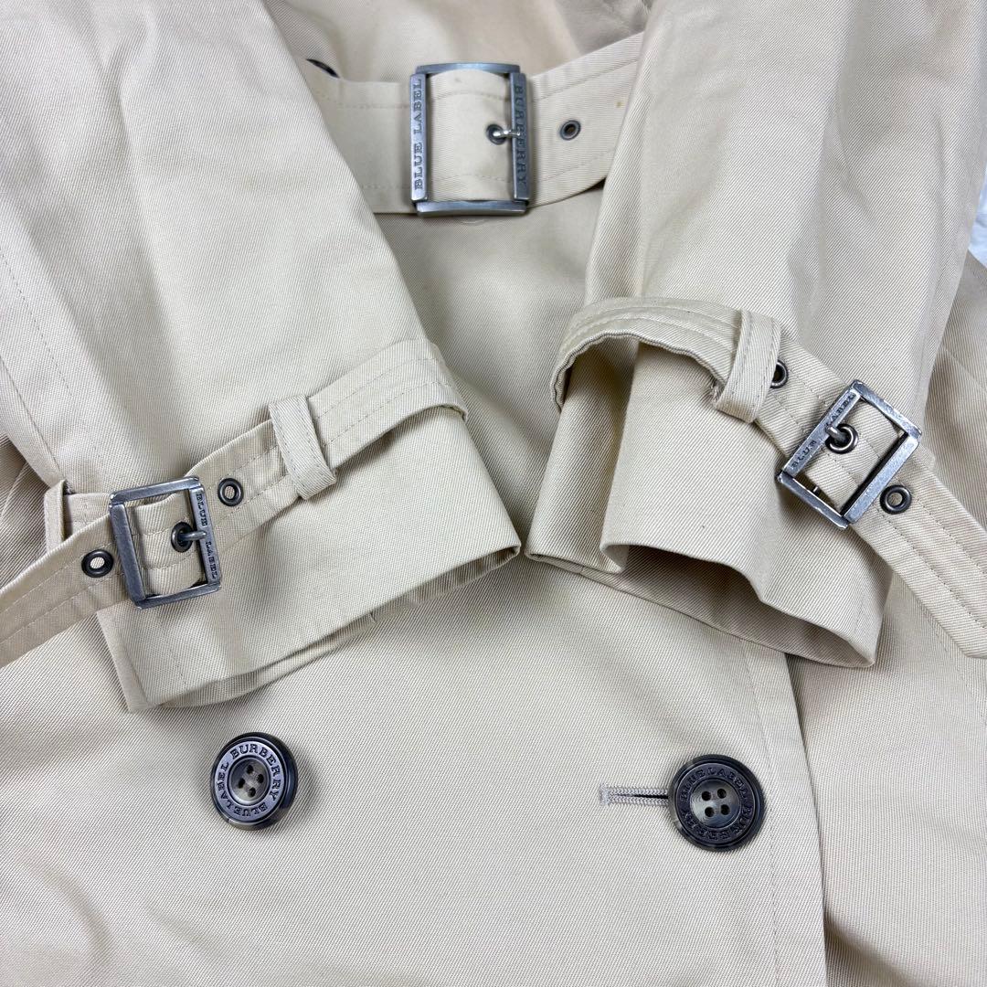 【美品】バーバリーブルーレーベル　トレンチコート　ロング丈　ノバチェックベルトM