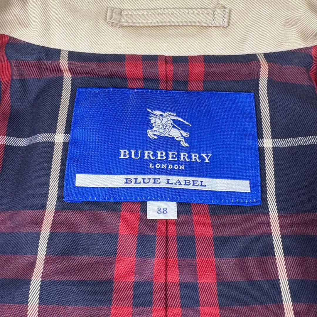【美品】バーバリーブルーレーベル　トレンチコート　ロング丈　ノバチェックベルトM