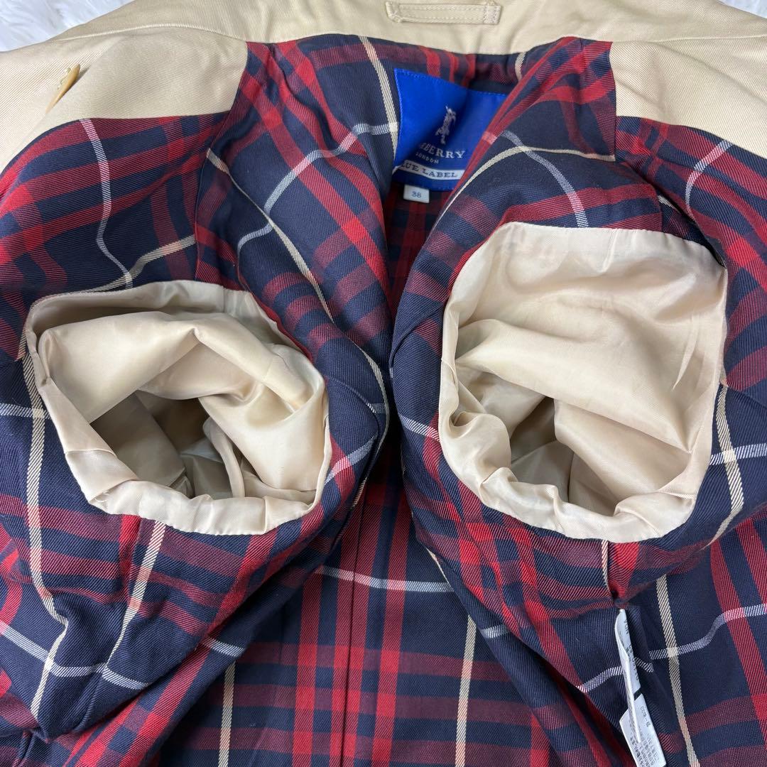 【美品】バーバリーブルーレーベル　トレンチコート　ロング丈　ノバチェックベルトM