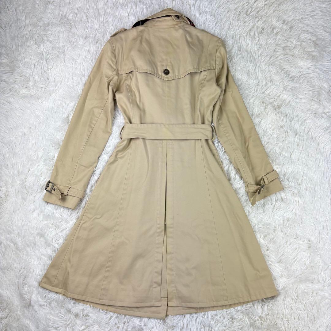 【美品】バーバリーブルーレーベル　トレンチコート　ロング丈　ノバチェックベルトM
