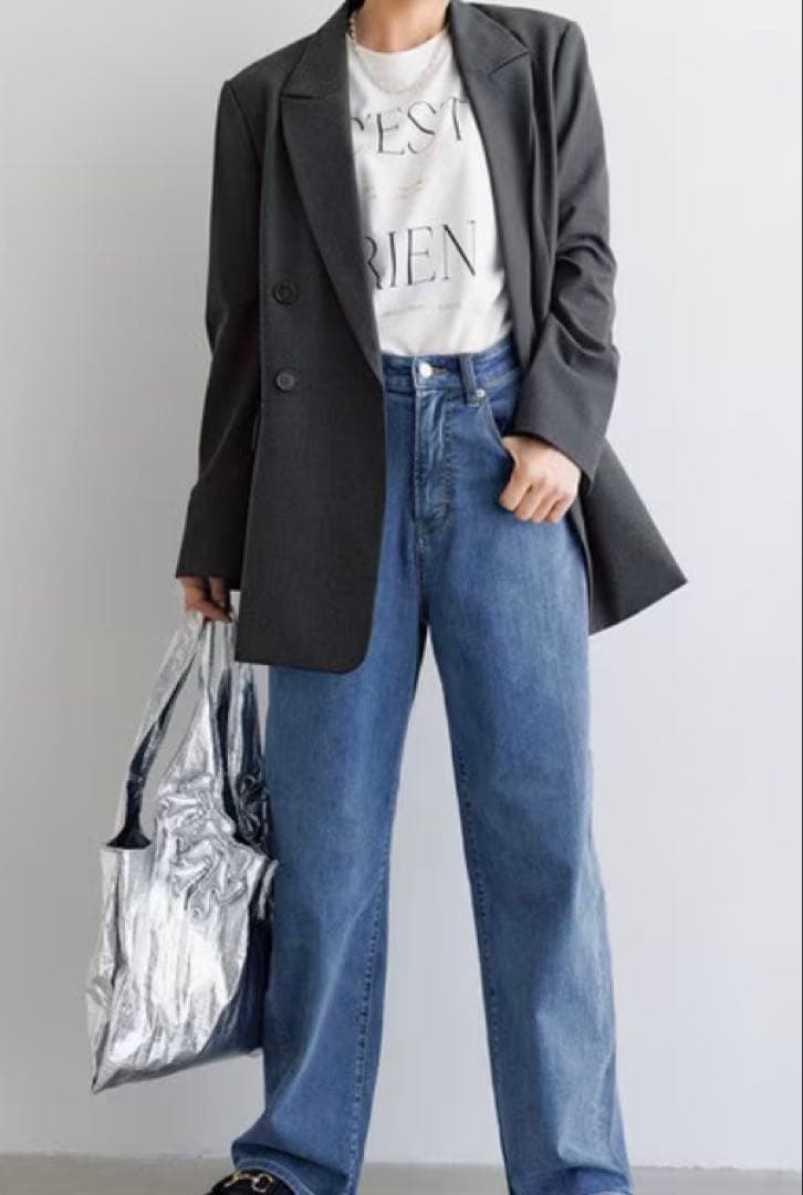 新品UNFILO ダブルブレストジャケット Lサイズ　グレー