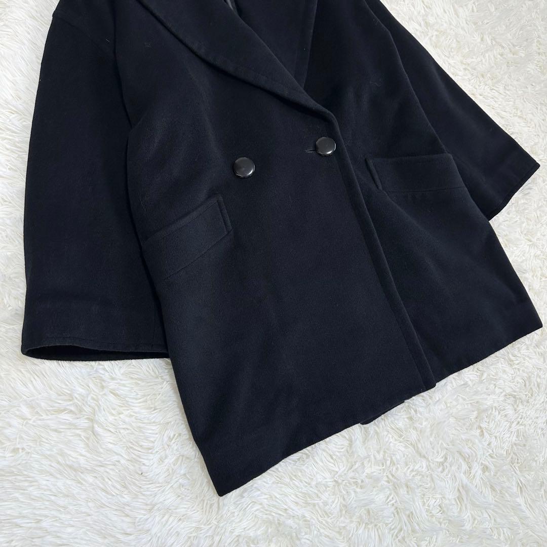 極美品 クリスチャンディオール アンゴラ混 ウールコート ダブル ヴィンテージ黒