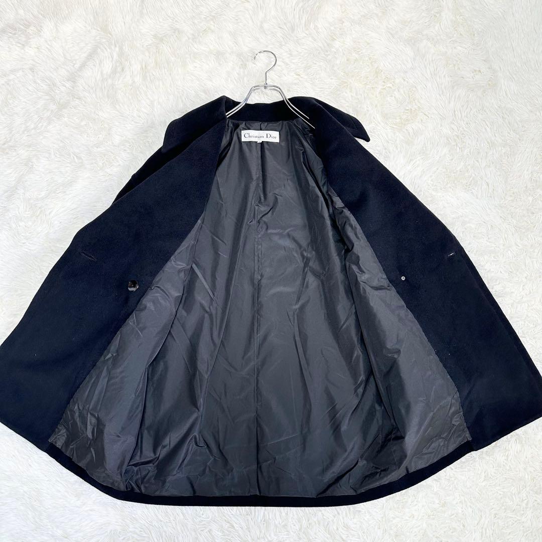 極美品 クリスチャンディオール アンゴラ混 ウールコート ダブル ヴィンテージ黒