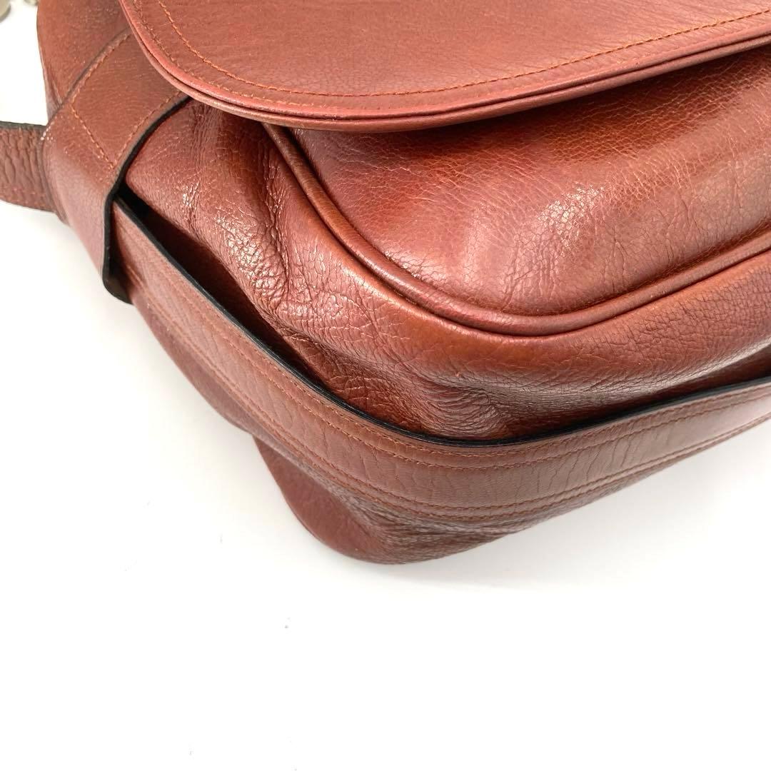 美品✨CELINE セリーヌ ショルダーバッグ 馬車 金具 レザー ブラウン