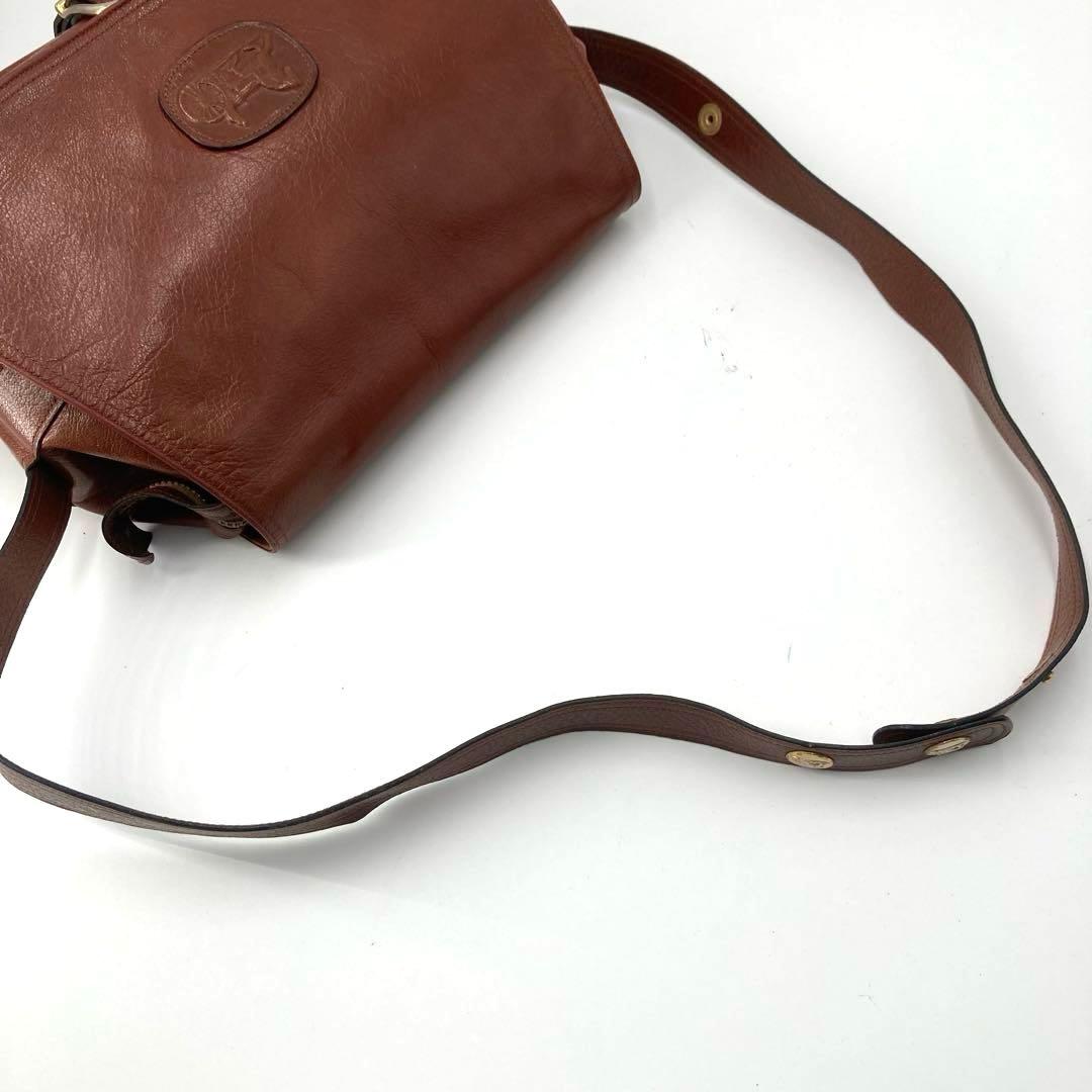 美品✨CELINE セリーヌ ショルダーバッグ 馬車 金具 レザー ブラウン