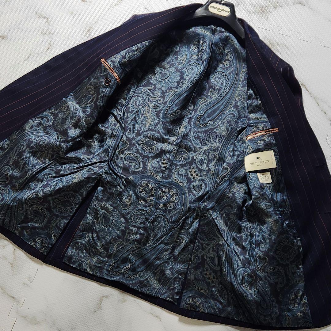 極美品✨L相当 エトロ スーツ ペイズリー総柄 ストライプ マルチカラー