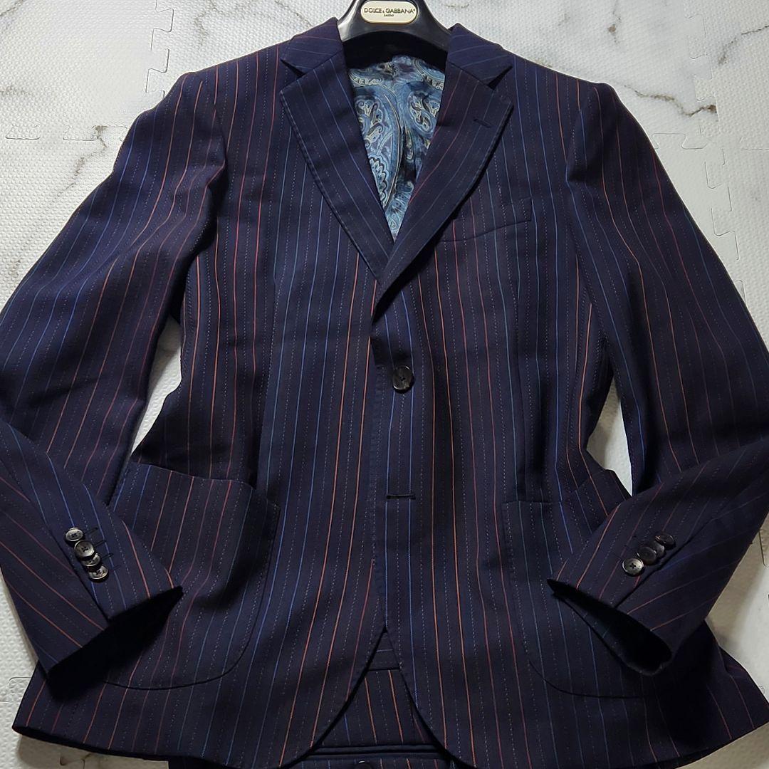 極美品✨L相当 エトロ スーツ ペイズリー総柄 ストライプ マルチカラー