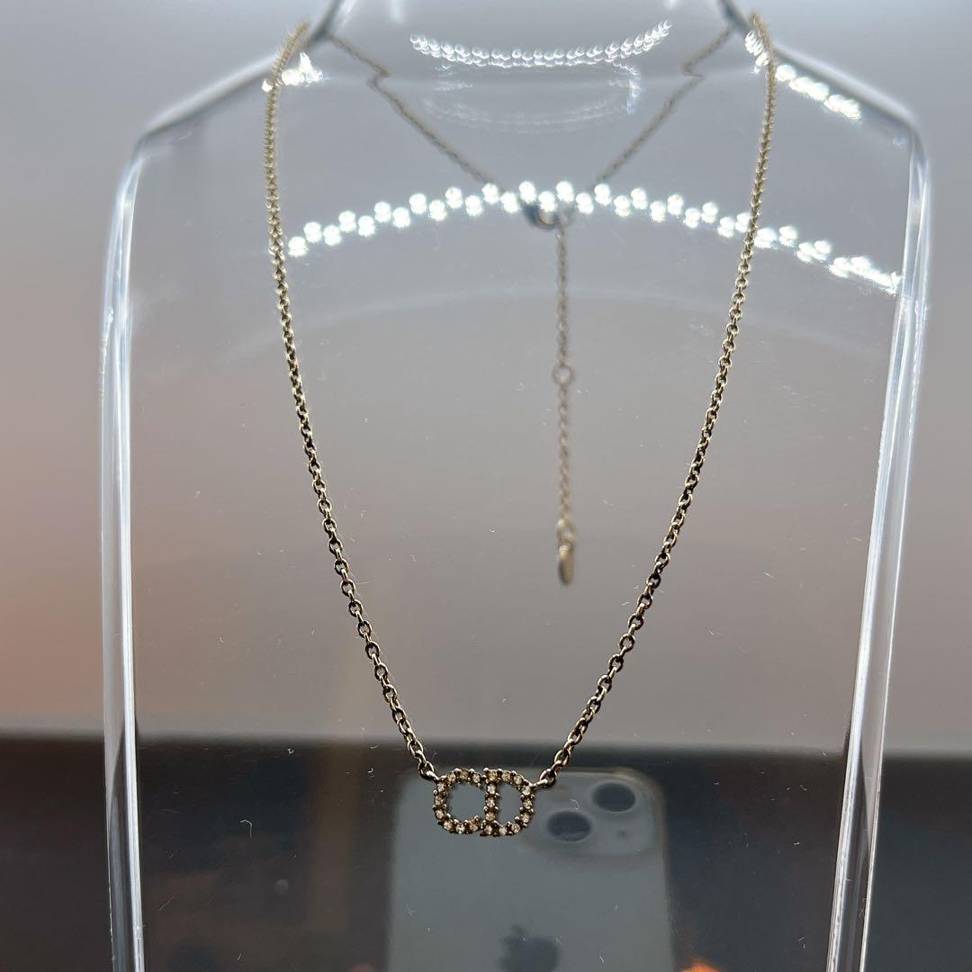 【Christian Dior】CDロゴ ネックレス ゴールド ラインストーン