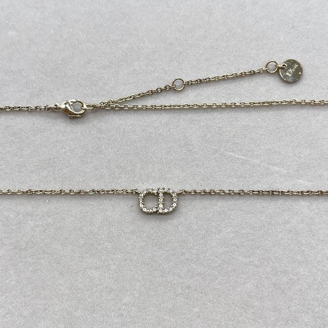 【Christian Dior】CDロゴ ネックレス ゴールド ラインストーン