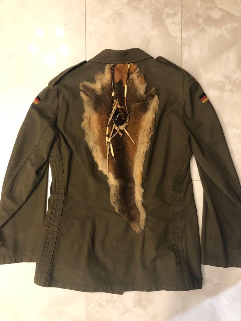 sharespirit アンバーファー装飾付きミリタリーjkt