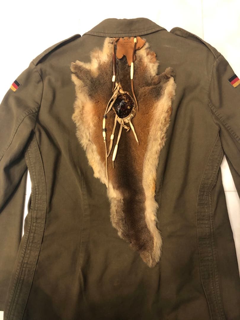 sharespirit アンバーファー装飾付きミリタリーjkt