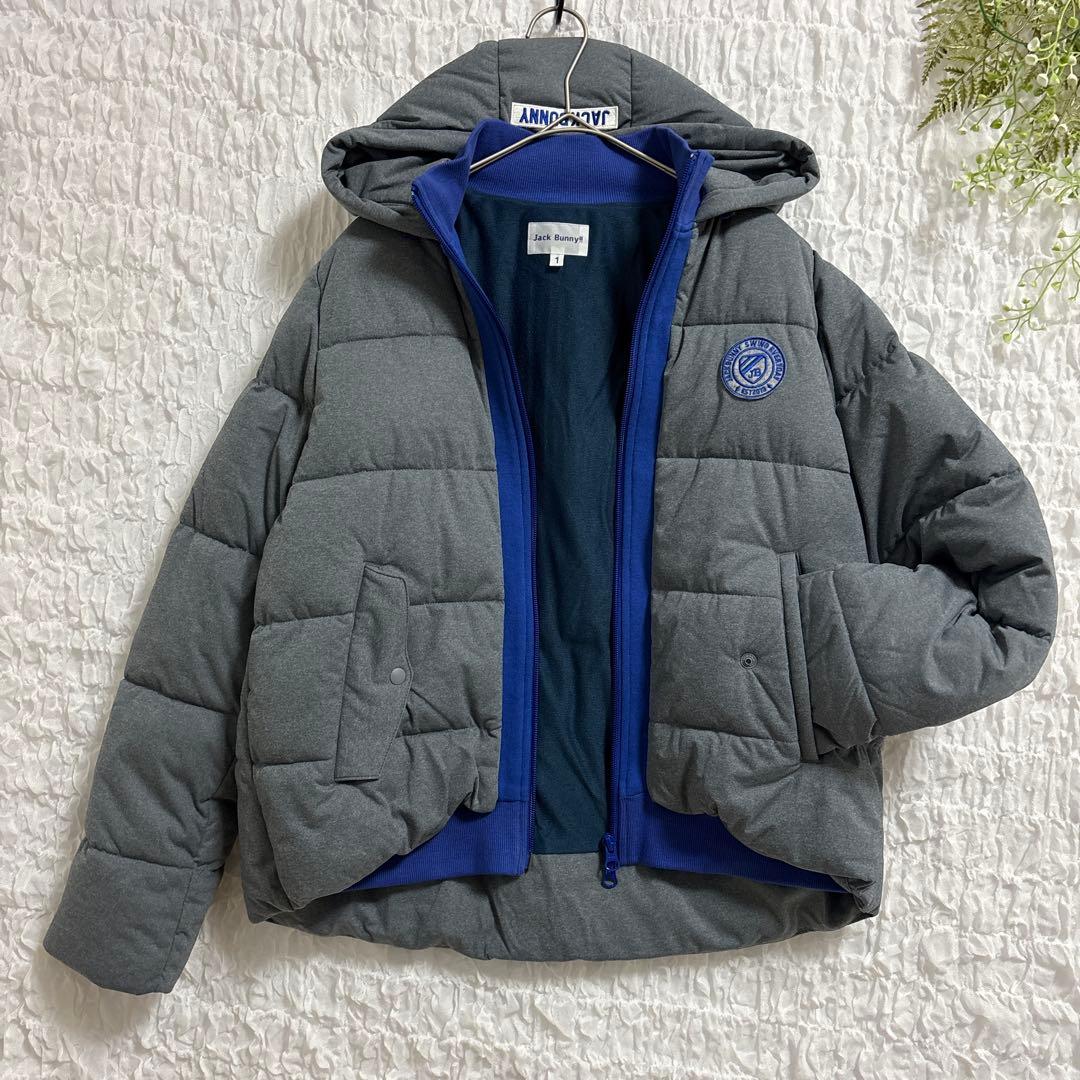 ジャックバニー フード 中綿 ダウン ジップアップ ジャケット ロゴ ワッペン