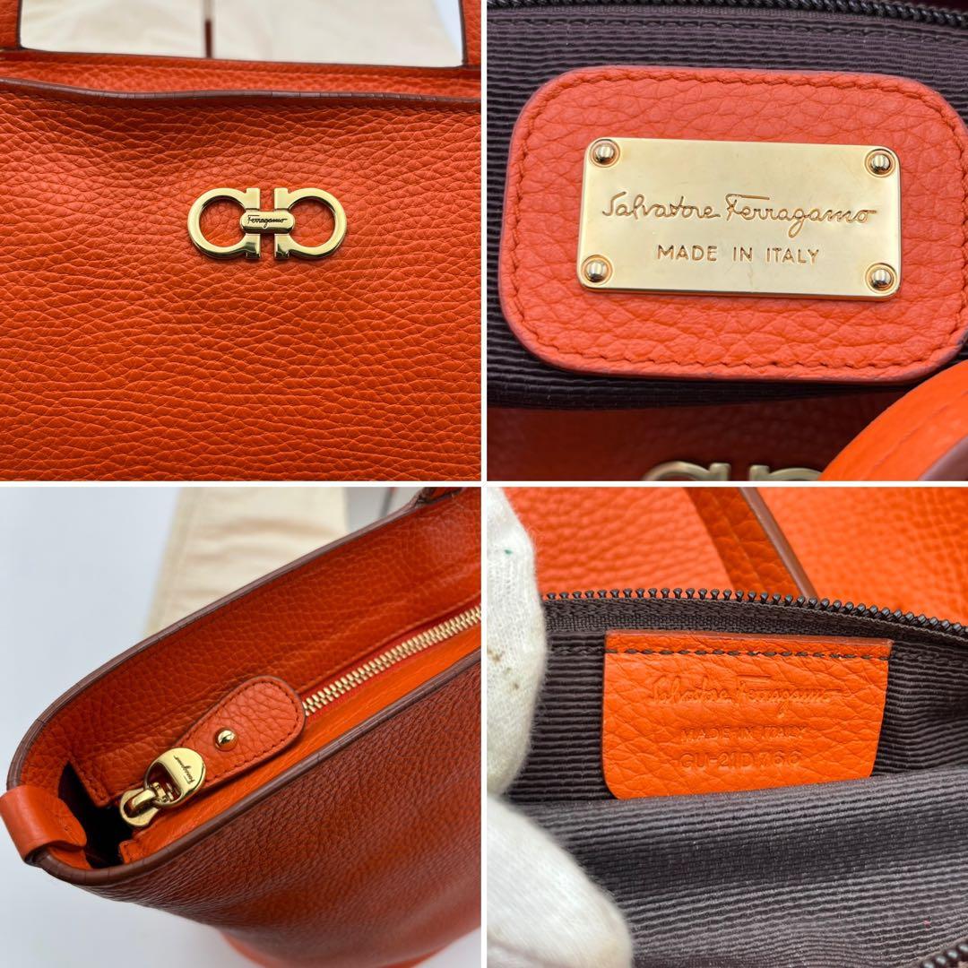 フェラガモ ガンチーニ A4◎ トートバッグ レザー オレンジ