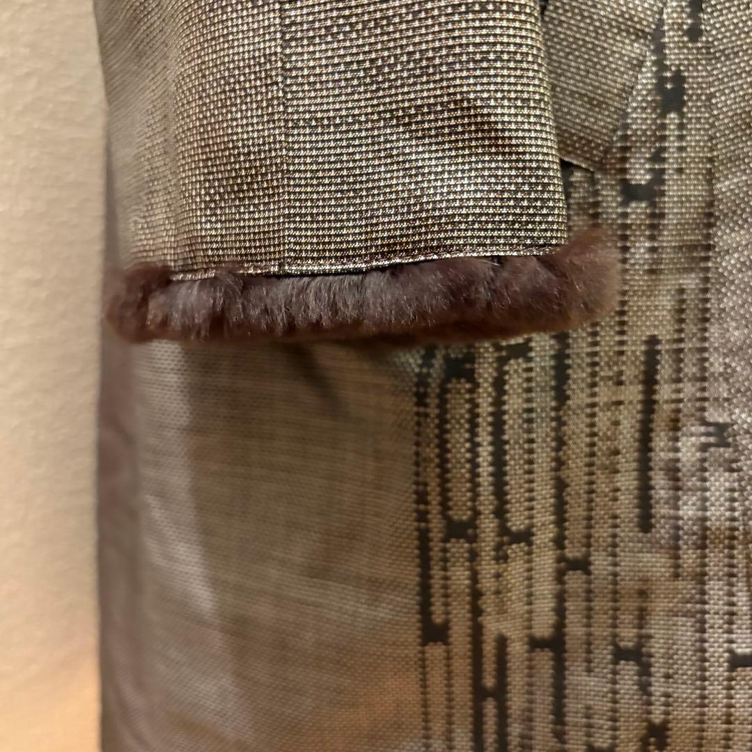 大島紬 / リアルファー リバーシブルコート 美品 着物リメイク