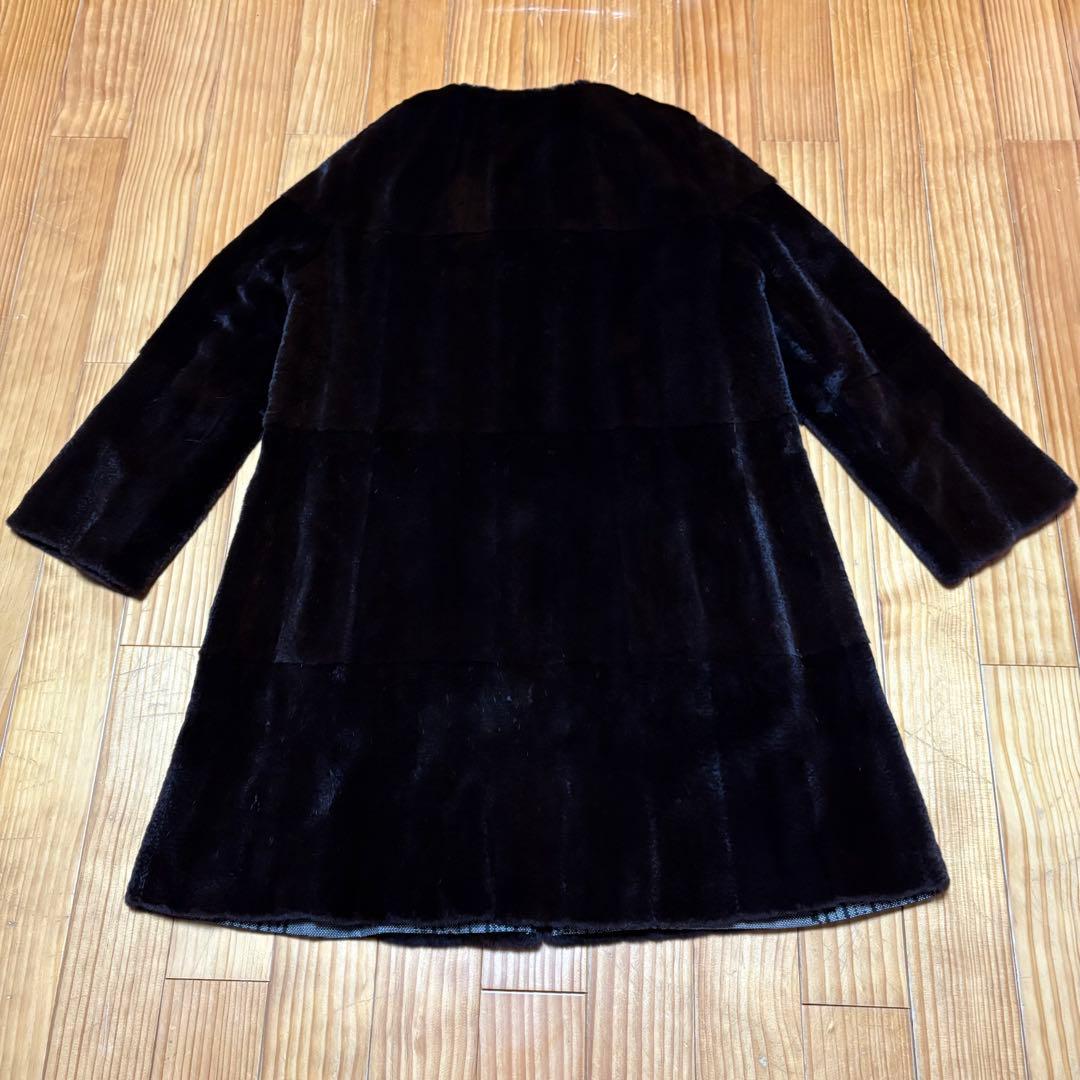 大島紬 / リアルファー リバーシブルコート 美品 着物リメイク