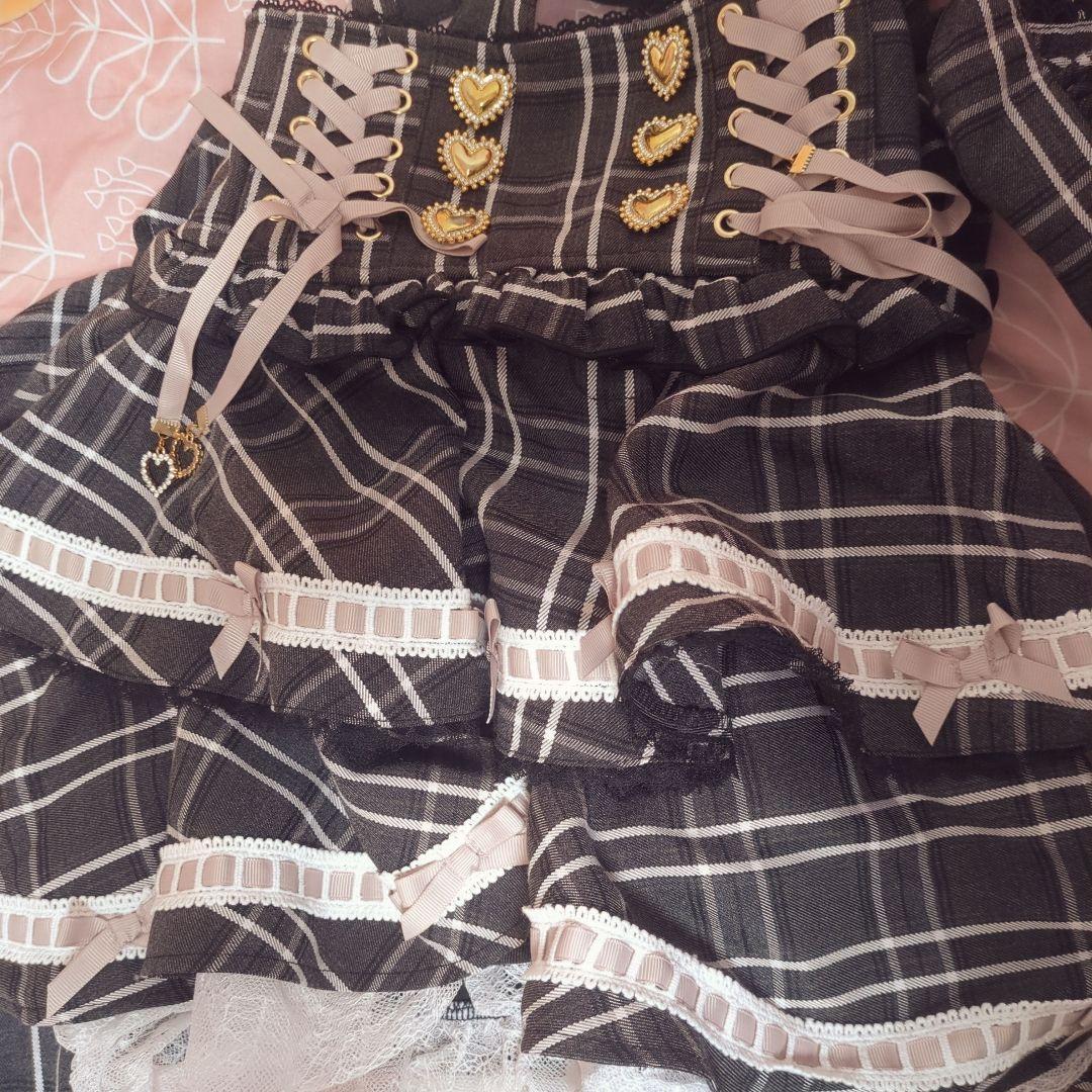 はしごリボンチェックティアードスカート リズリサ