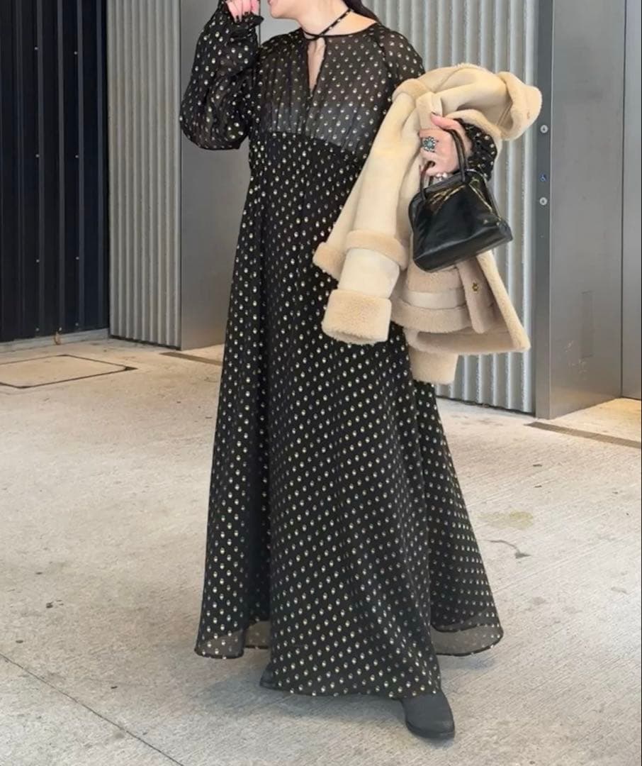 箔ドットマキシワンピース 36