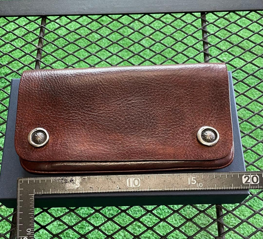 MOTO トラッカーウォレット ブラウンレザー MOTOR ボタン付き