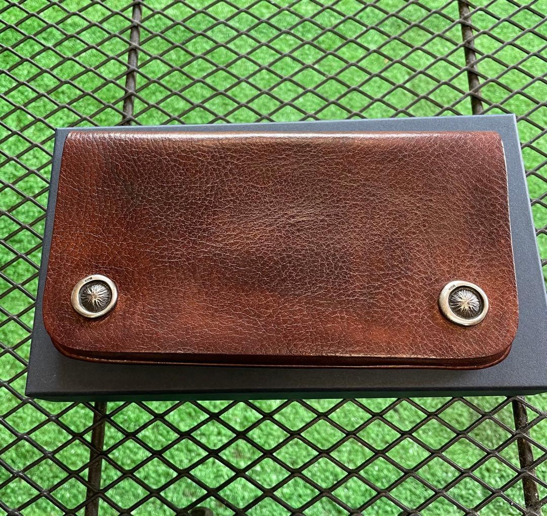 MOTO トラッカーウォレット ブラウンレザー MOTOR ボタン付き