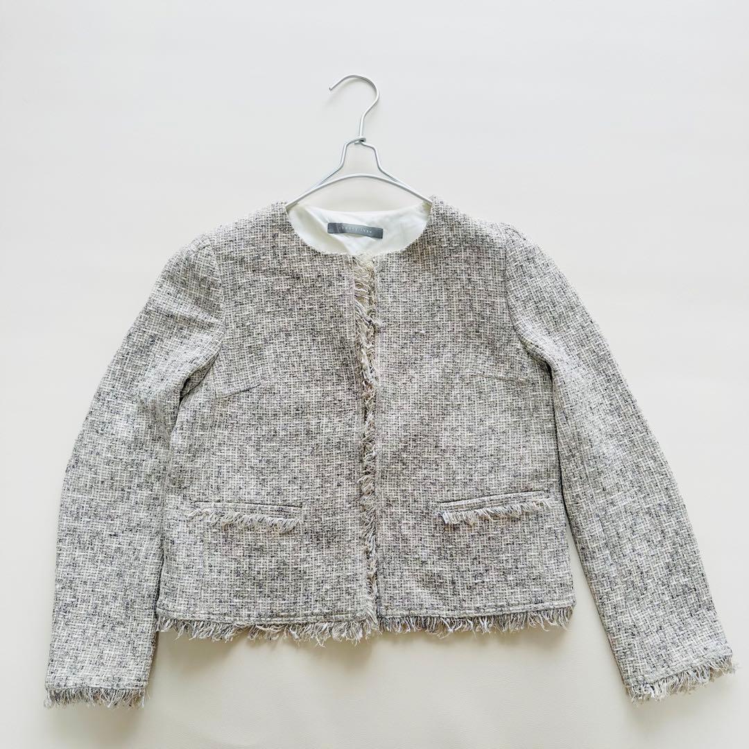 美品　セオリーリュクス　ノーカラーツイードジャケット　フォーマル　セレモニー　M